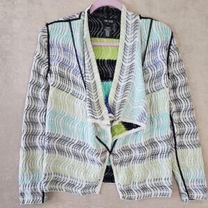NIC+Zoe Shaded Waves Draped open front Cardigan PETITE SMALL shawl collar modal